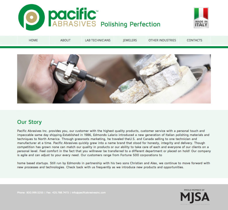 WordPress site — Pacific Abrasives Seattle  Design and Developmet