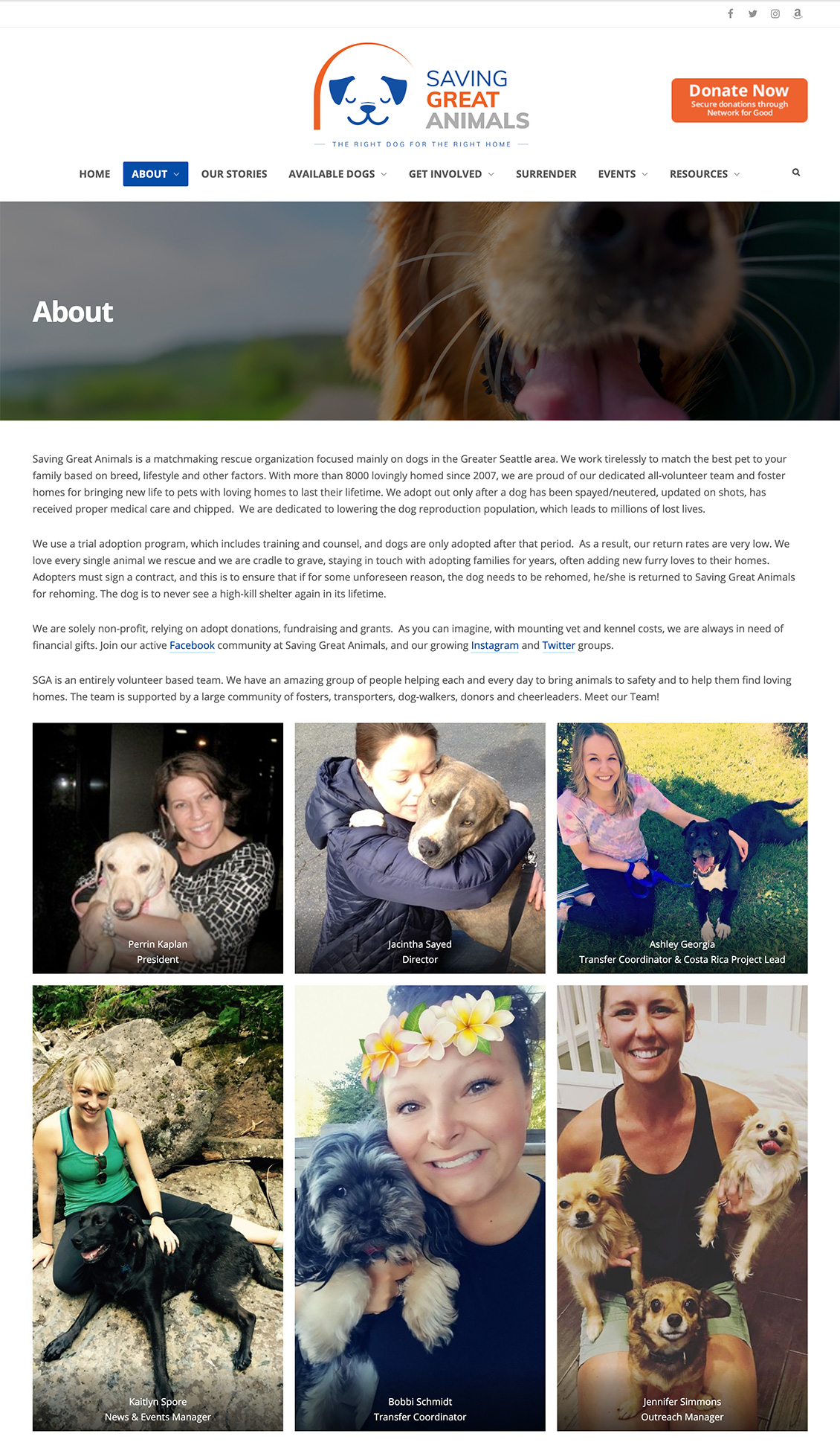 WordPress site — Saving Great Animals | Seattle Web Design and Developmet