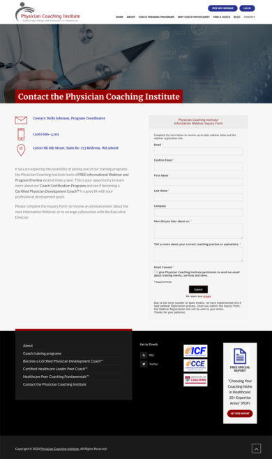 Web Design for Physician Coaching Institute