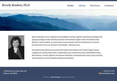 Web design for Beverly Brashen, Ph. D.