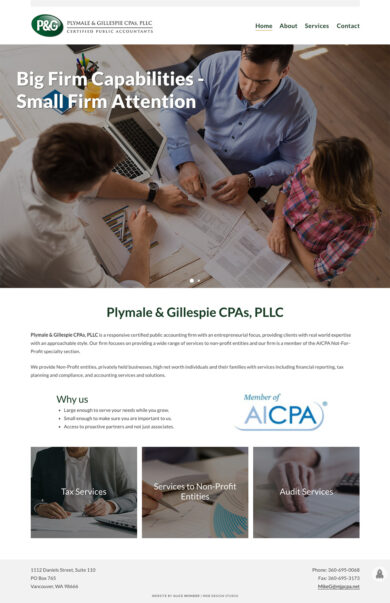 Web Design for PLYMALE & GILLESPIE CPAS